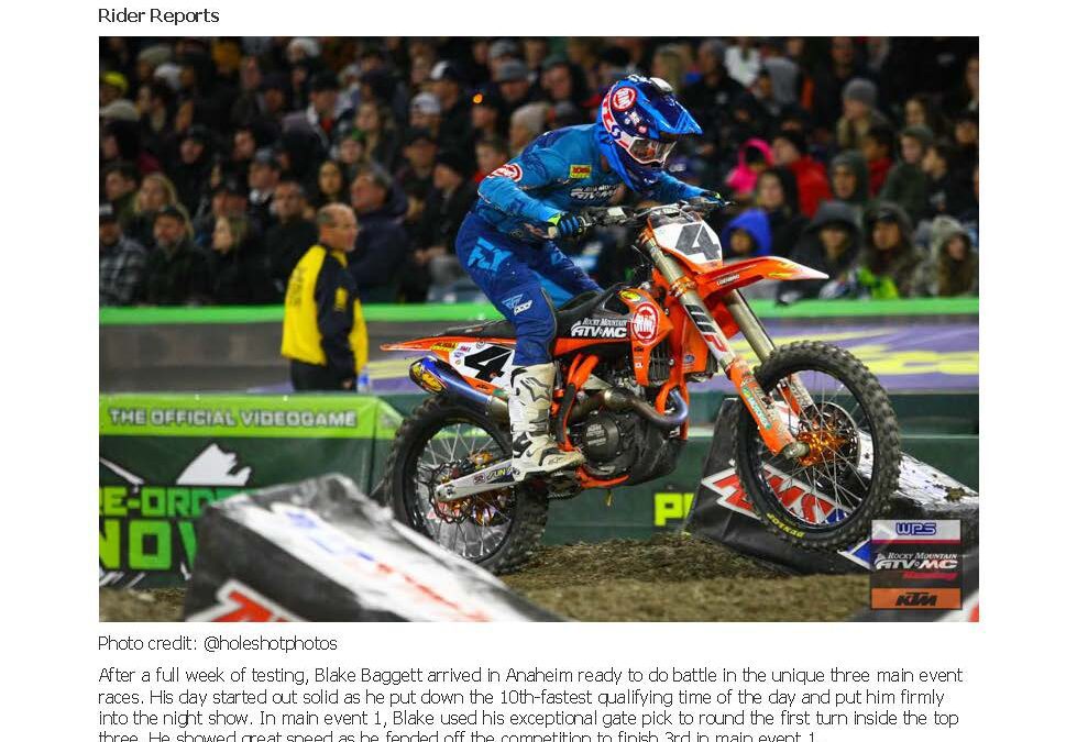 Team RMATVMC-KTM-WPS Anaheim 2 Supercross Race Report