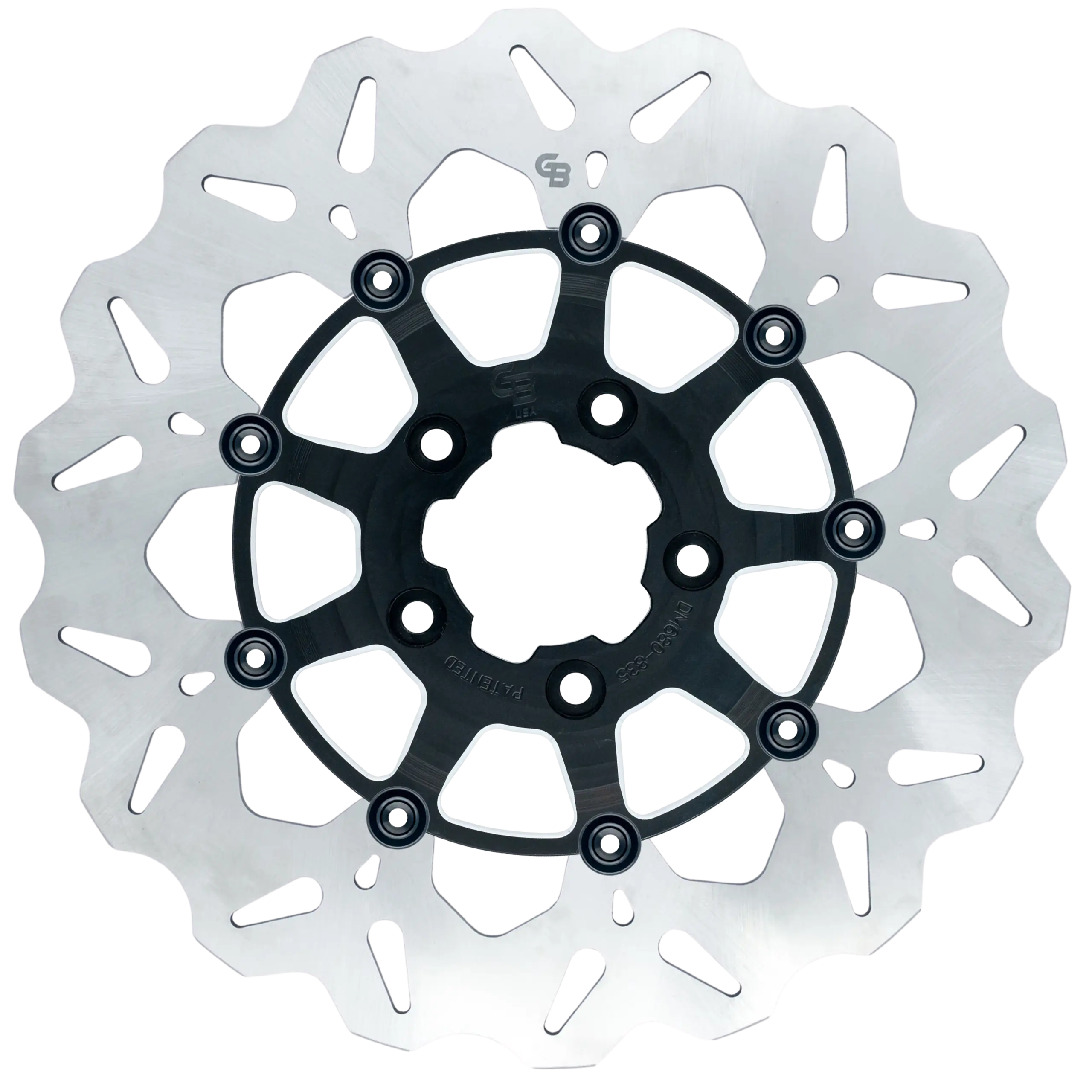 13″- 330mm Floating Wave Rotor oversize brackets sold seperately (Axial Brackets: SP065K and/or SP064K)-Black Carrier w/ Silver Contrast Cut – GBDU010