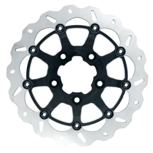 13 inch (330mm) Full Floating Wave Narrow band rotor – Black Carrier w/ Silver Contrast Cut – BRACKET NOT INCLUDED(Radial Mount) – GBDU036